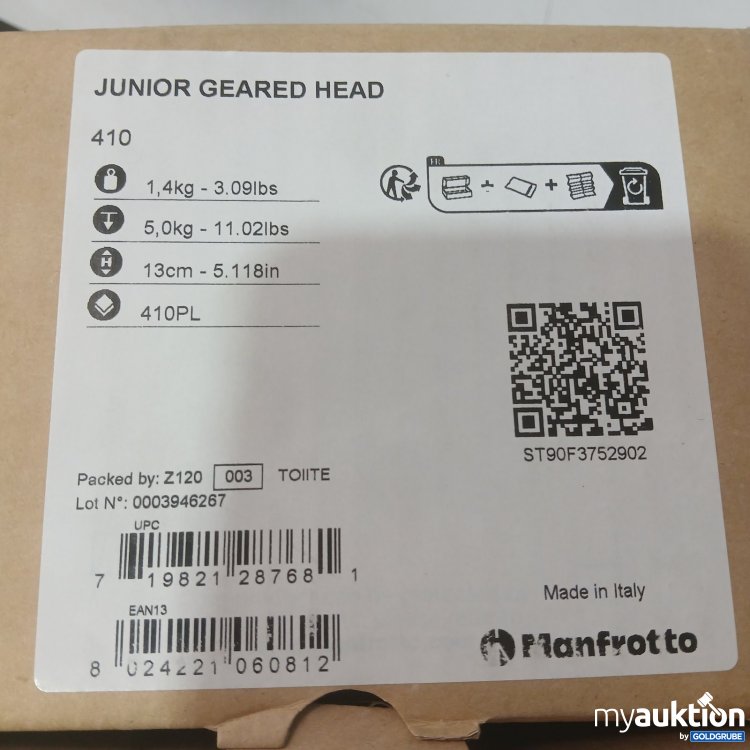 Artikel Nr. 469169 Artikel Nr. 469169: Manfrotto Junior Geared Head 410 mit Stange