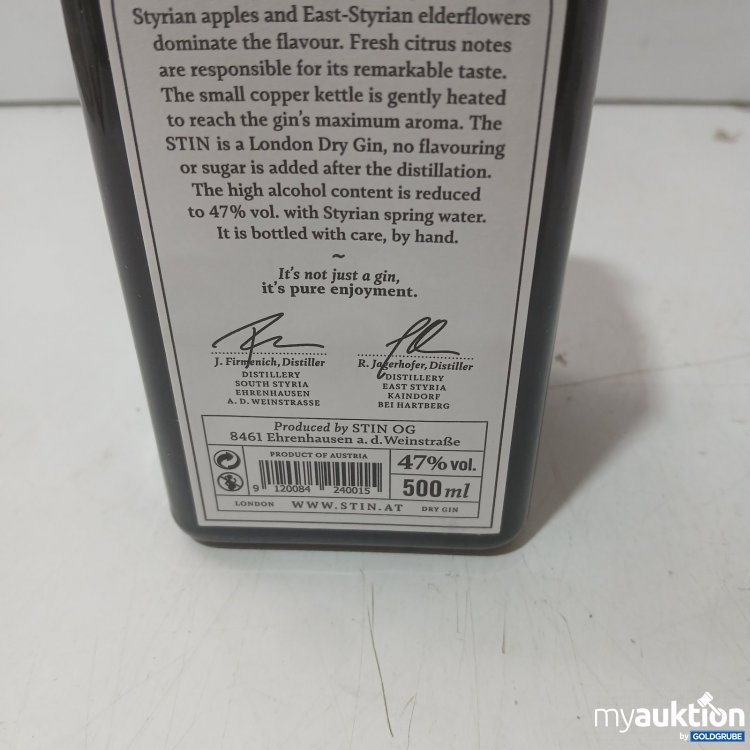 Artikel Nr. 468170 Artikel Nr. 468170: STIN The Styrian Dry Gin 500 ml 47% vol.