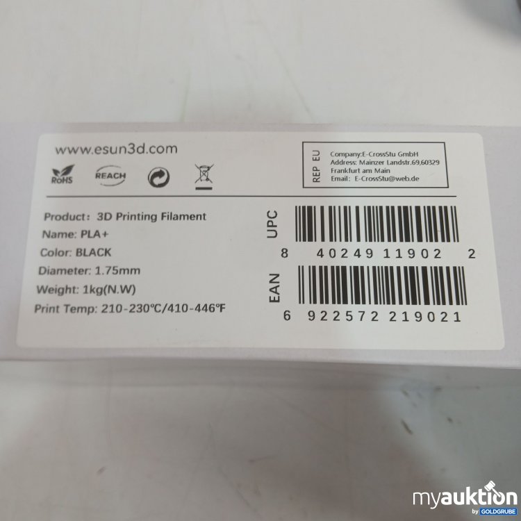 Artikel Nr. 992170: Esun PLA Filament 1.75mm schwarz 