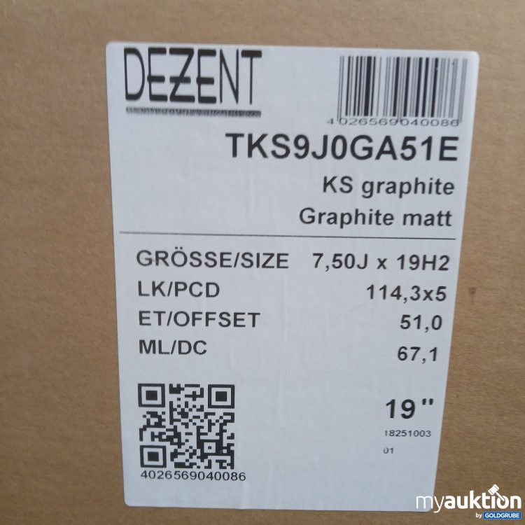 Artikel Nr. 968171: Dezent TKS9J0GA51E KS graphite Graphite matt ,gr. 7,5Jx19H2