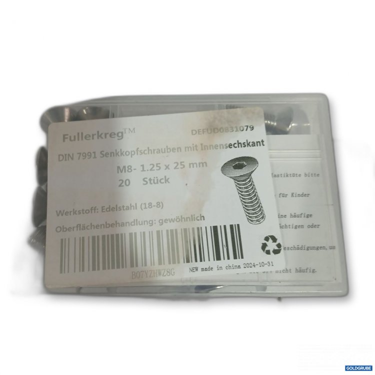 Artikel Nr. 893172: Fullerkreg DIN 7991 Senkkopfschrauben M8 1.25 x 25 mm 20 Stück