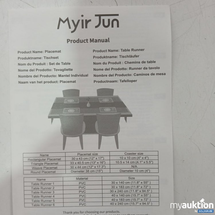 Artikel Nr. 933172: Myir Jun Tischset Platzdeckchen 4er Set zwei seitig verwendbar rot/schwarz