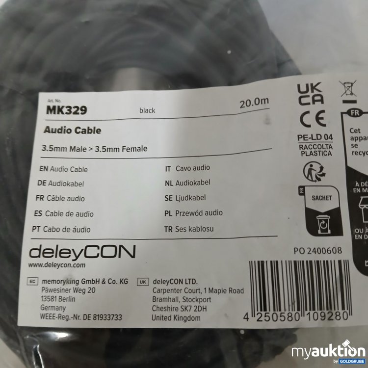 Artikel Nr. 913173: deleyCON Audio Cable 3.5mm Male - 3.5mm Female