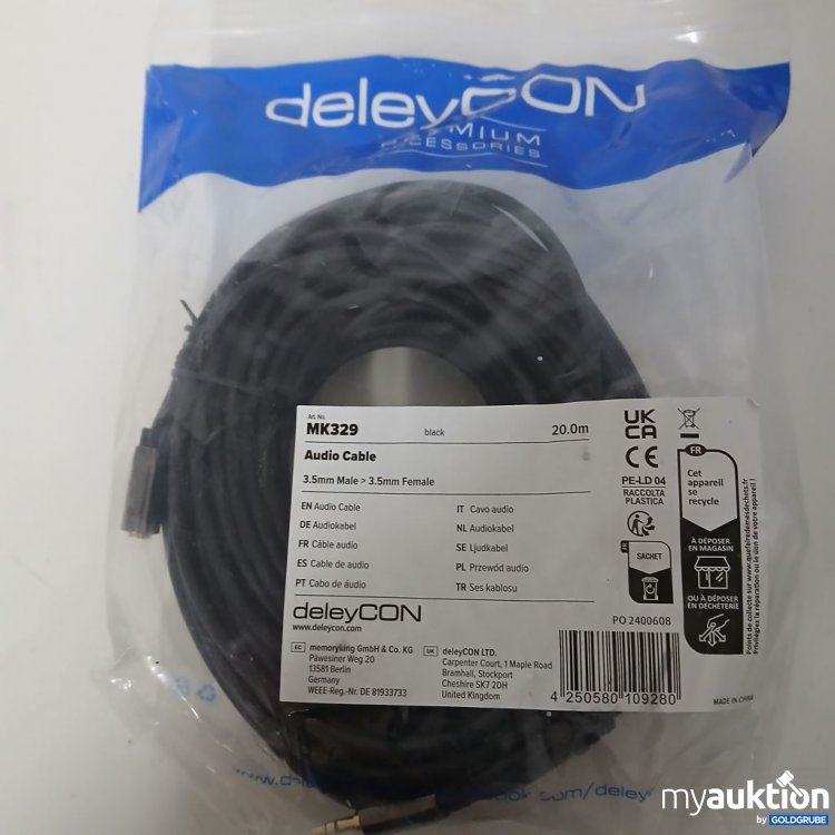 Artikel Nr. 913173: deleyCON Audio Cable 3.5mm Male - 3.5mm Female