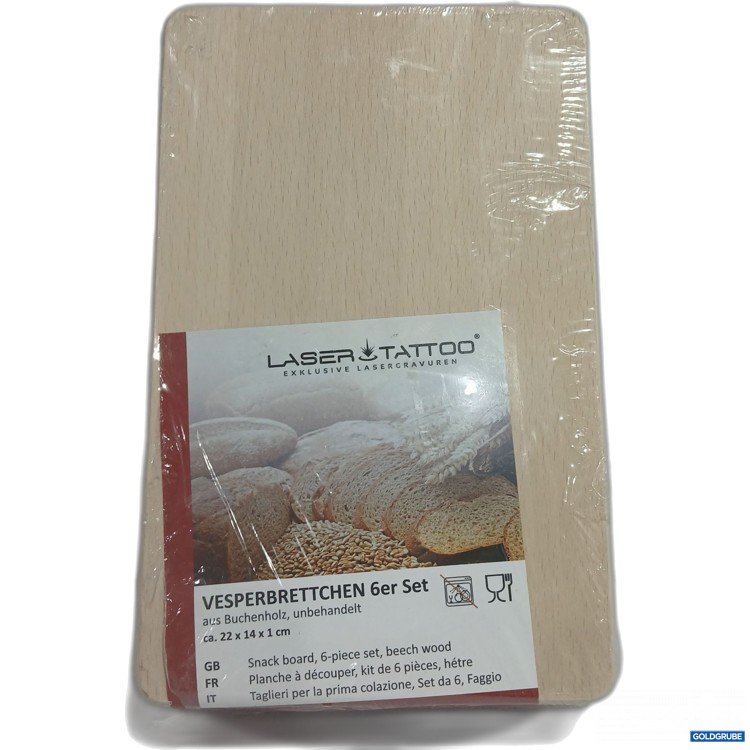 Artikel Nr. 882175 Artikel Nr. 882175: Laser Tattoo Vesperbrettchen 6er Set aus Buchenholz