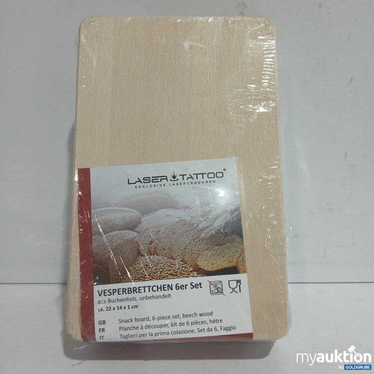 Artikel Nr. 882175 Artikel Nr. 882175: Laser Tattoo Vesperbrettchen 6er Set aus Buchenholz