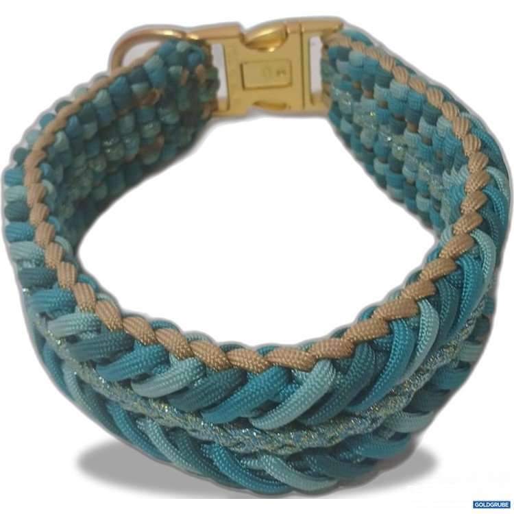 Artikel Nr. 933179: Hundehalsband Batzusa ca 48cm lang türkis/gold verschluss aus Metall