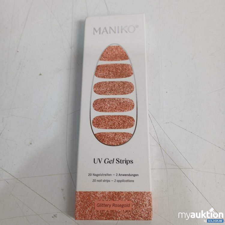 Artikel Nr. 467180 Artikel Nr. 467180: MANIKO UV Gel Strips 20 Nagelstreifen Glittery Rosegold