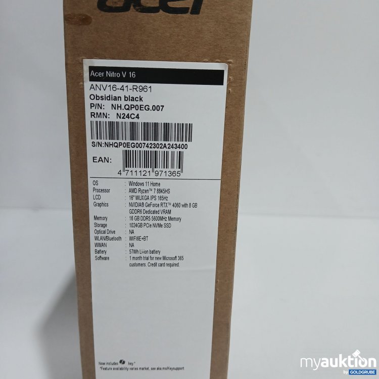 Artikel Nr. 816182 Artikel Nr. 816182: Acer Nitro V16 Obsidian Black ANV16-41-R961