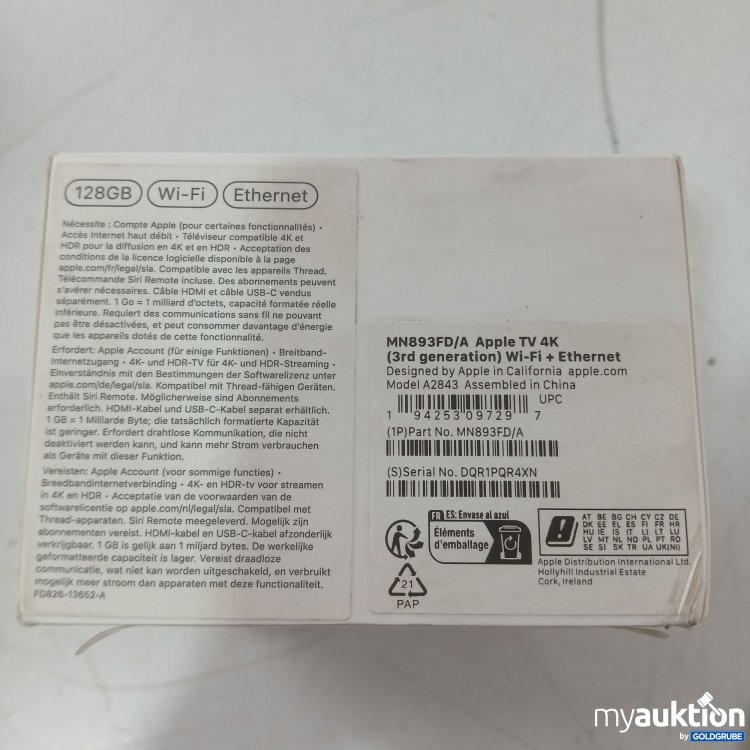 Artikel Nr. 989182 Artikel Nr. 989182: MN893FD/A Apple TV 4K (3. Generation)Wi-Fi + Ethernet