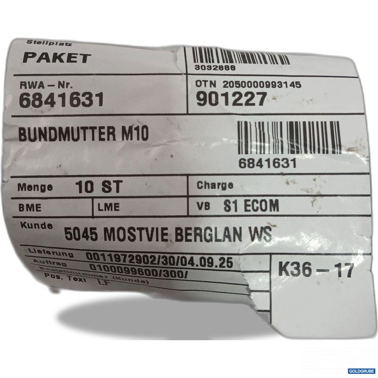 Artikel Nr. 959184: Bundmuttern M10 10Stk Rwa-Nr 6841631