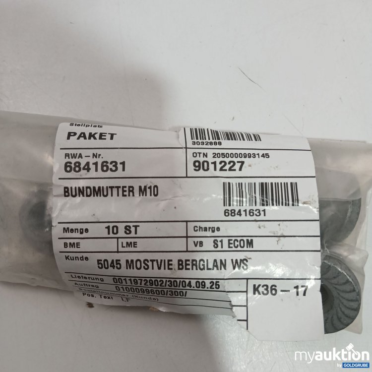 Artikel Nr. 959184: Bundmuttern M10 10Stk Rwa-Nr 6841631
