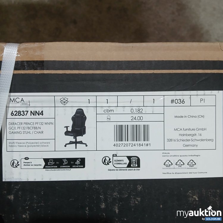 Artikel Nr. 957188: DXRacer Gamingstuhl Model No. Prince PF132 WNFN