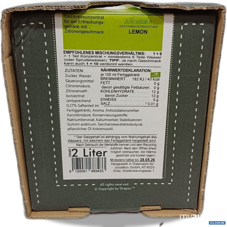 Artikel Nr. 962190: JuiceBox Getränkekonzentrat Lemon 2L 