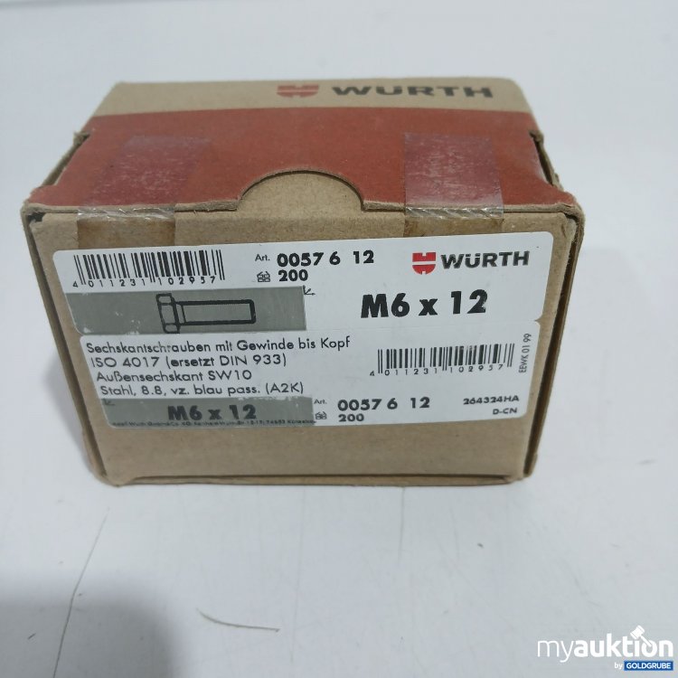 Artikel Nr. 523191: Würth M6x12 Sechskantschrauben mit Gewinde bis Kopf ISO4017 