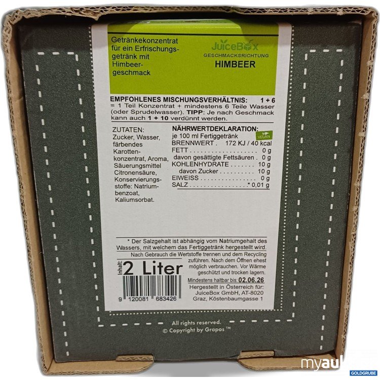Artikel Nr. 962191: JuiceBox Getränkekonzentrat Himbeer 2L 