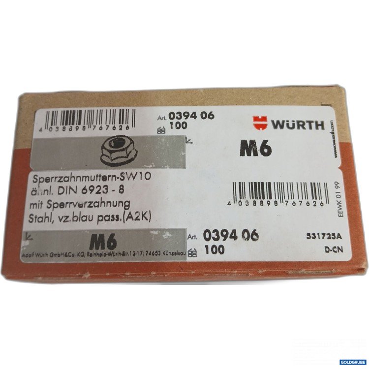 Artikel Nr. 443192: Würth Sperrzahnmuttern SW10 ähnl. DiN 6923-8 M6 100Stk 