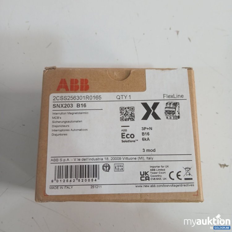 Artikel Nr. 526193 Artikel Nr. 526193: ABB Sicherungsautomat SNX203 B16 3P+N B16 6kA