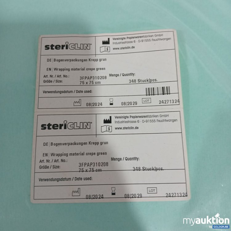 Artikel Nr. 865194: Stericlean Bogenverpackungen Krepp grün. 75x75cm 348Stk 