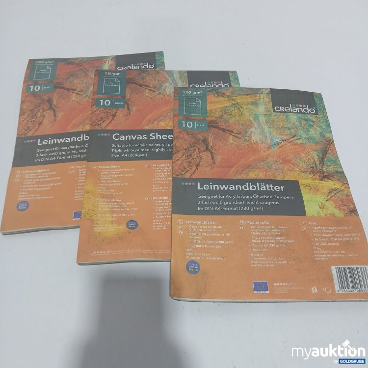 Artikel Nr. 911195 Artikel Nr. 911195: Crelando Leinwandblätter 10 Blatt A4 3er Pack