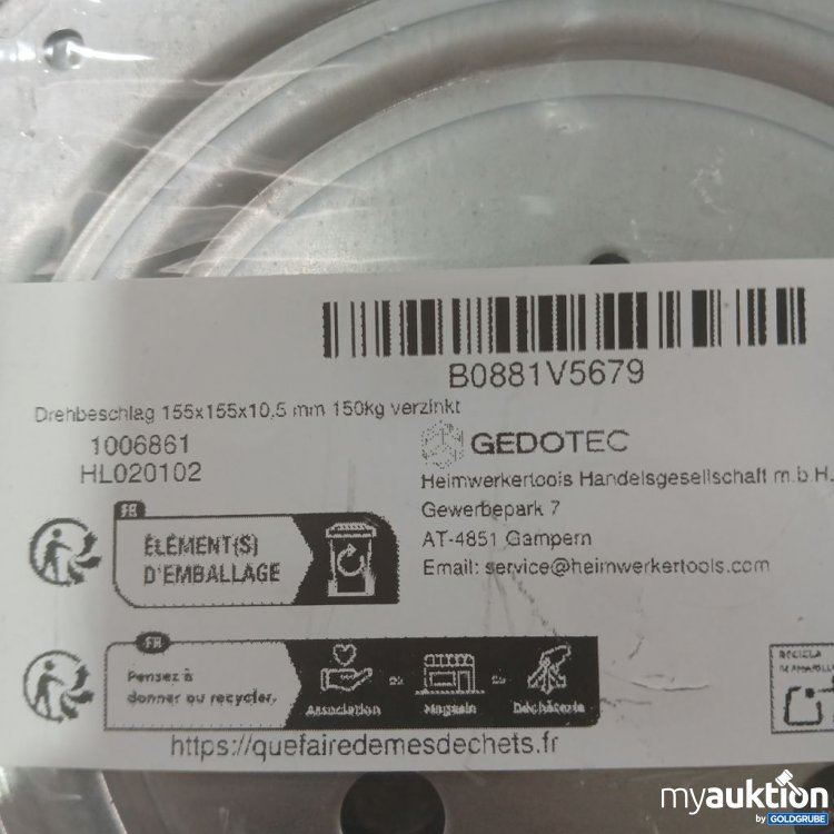 Artikel Nr. 933198 Artikel Nr. 933198: GEDOTEC Drehbeschlag 155x155 mm 150kg