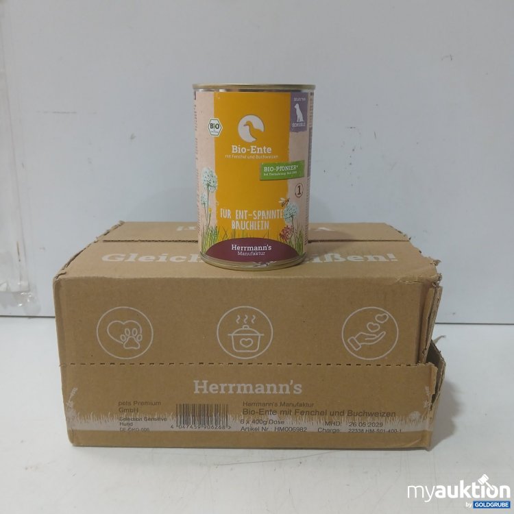 Artikel Nr. 468199: Herrmanns Herrmann's Bio-Ente Hundefutter 6x400 g Dose