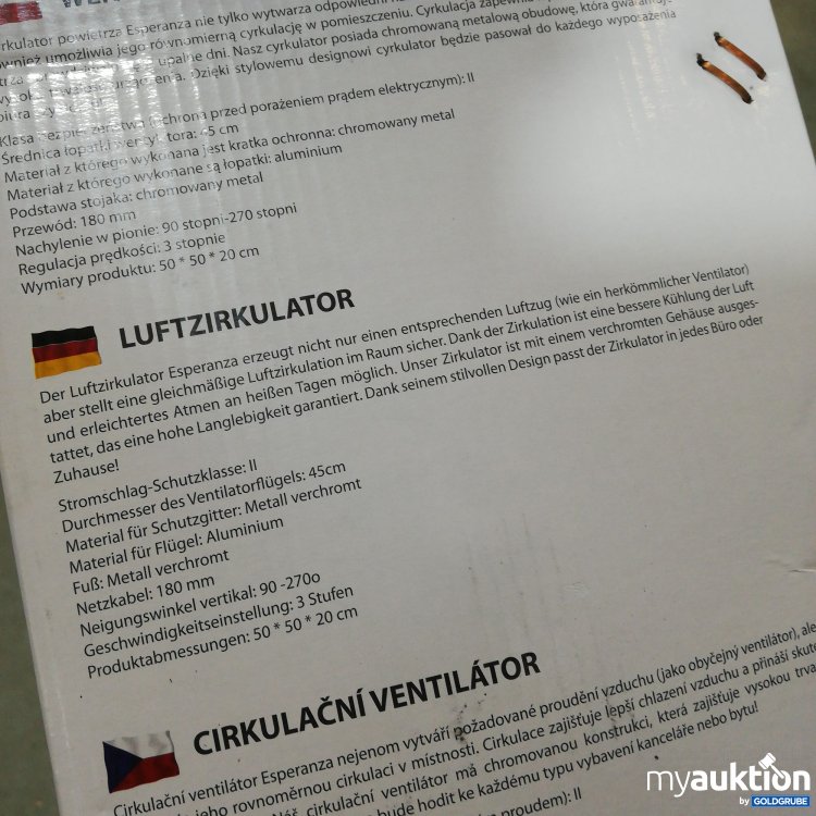 Artikel Nr. 419200 Artikel Nr. 419200: Esperanza Air Circulator Cyclone