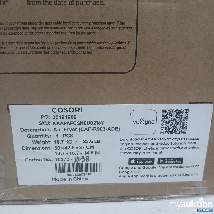 Artikel Nr. 972200 Artikel Nr. 972200: Cosori Dual Basket 8,5L Air Fryer CAF-R903-ADE