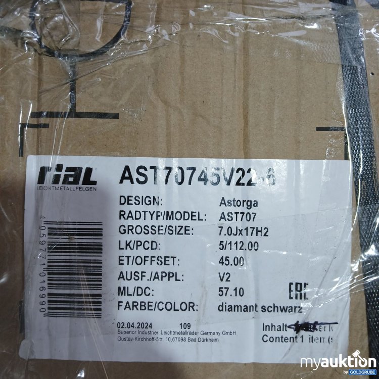 Artikel Nr. 440202: Rial Felgen Astorga 7.0Jx17H2 5x112 ET45  