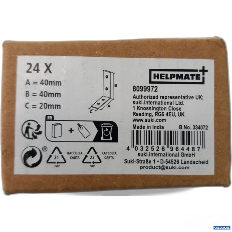 Artikel Nr. 917203: HELPMATE+ 24 x 40 mm Winkelverbinder