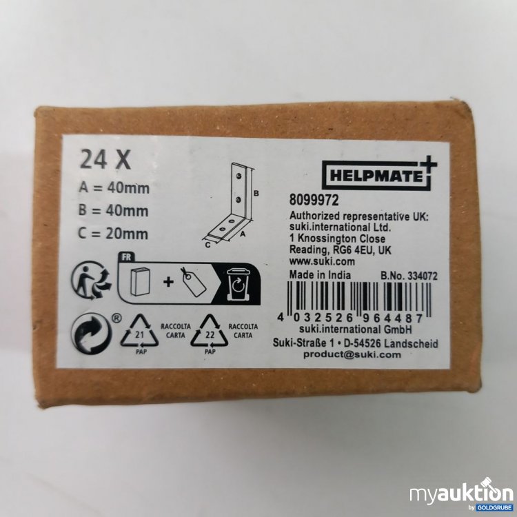 Artikel Nr. 917203: HELPMATE+ 24 x 40 mm Winkelverbinder