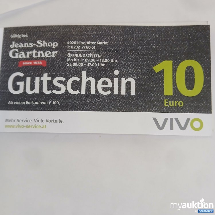 Artikel Nr. 998205: Jeans shop Gartner Gutschein Wert 10€