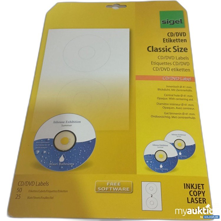 Artikel Nr. 443206: Sigel CD/DVD Etiketten Classic Size 50Stk 