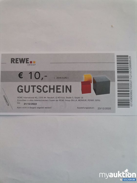 Artikel Nr. 460207: Rewe Gutschein Wert 10 Euro 