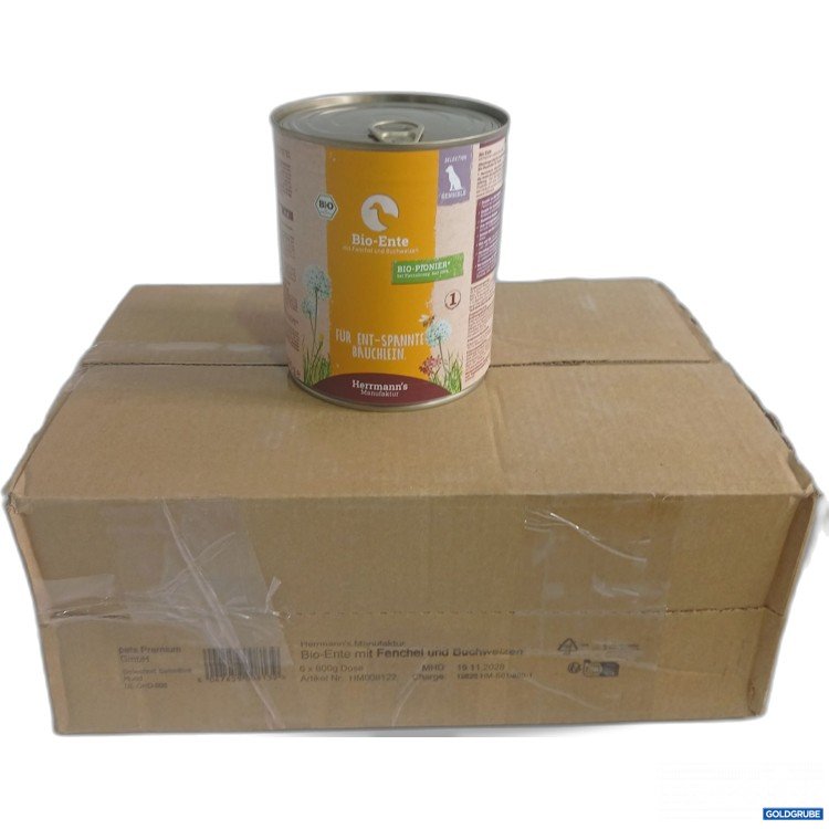 Artikel Nr. 985207: Hermann's Manufaktur Hundefutter Bio-Ente mit Fenchel und Buchweizen 6x800g