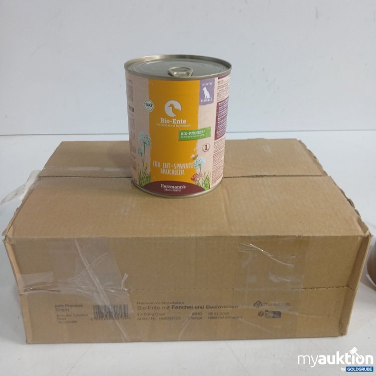 Artikel Nr. 985207: Hermann's Manufaktur Hundefutter Bio-Ente mit Fenchel und Buchweizen 6x800g