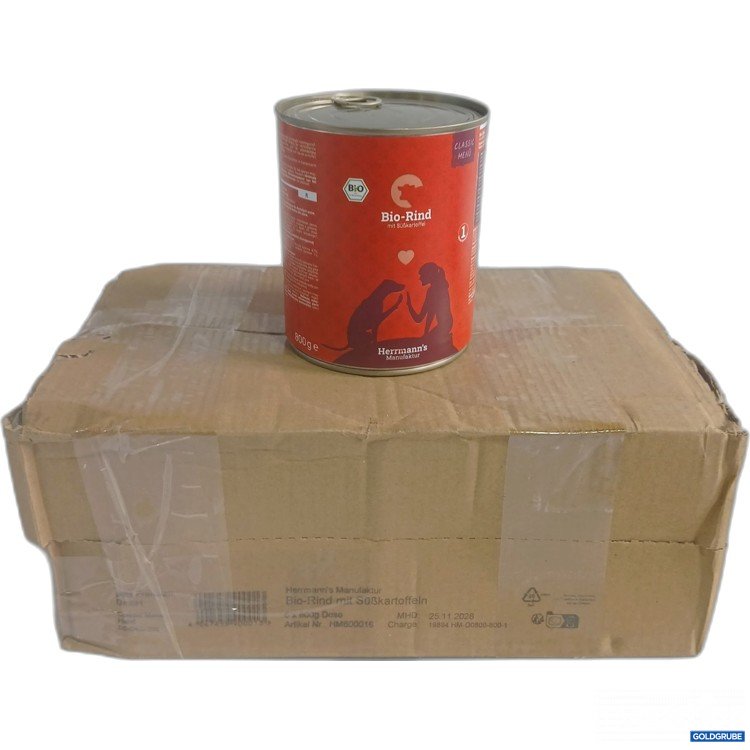 Artikel Nr. 985208: Hermann's Manufaktur Hundefutter Bio-Rind mit Süßkartoffeln 6x800g 