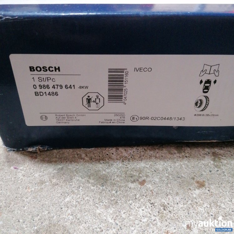 Artikel Nr. 833209 Artikel Nr. 833209: Bosch Bremsscheibe 0986 479 641, BD1486