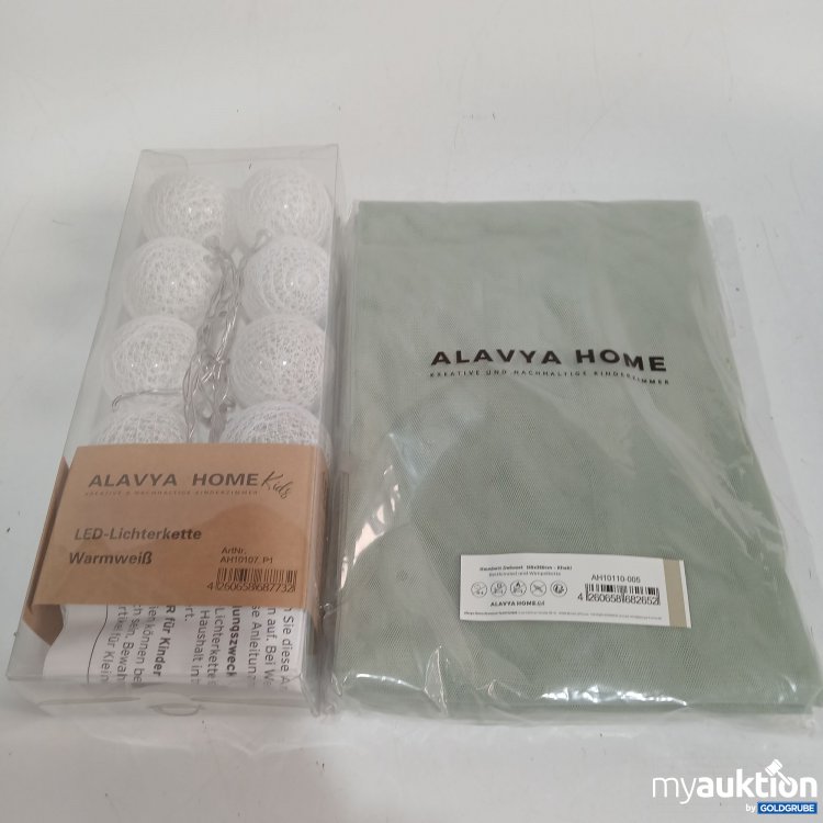 Artikel Nr. 442210: Alavya Home Hausbett Dekoset 150x350cm Khaki Betthimmel & Wimpelkette + LED Lichterkette warmweiß