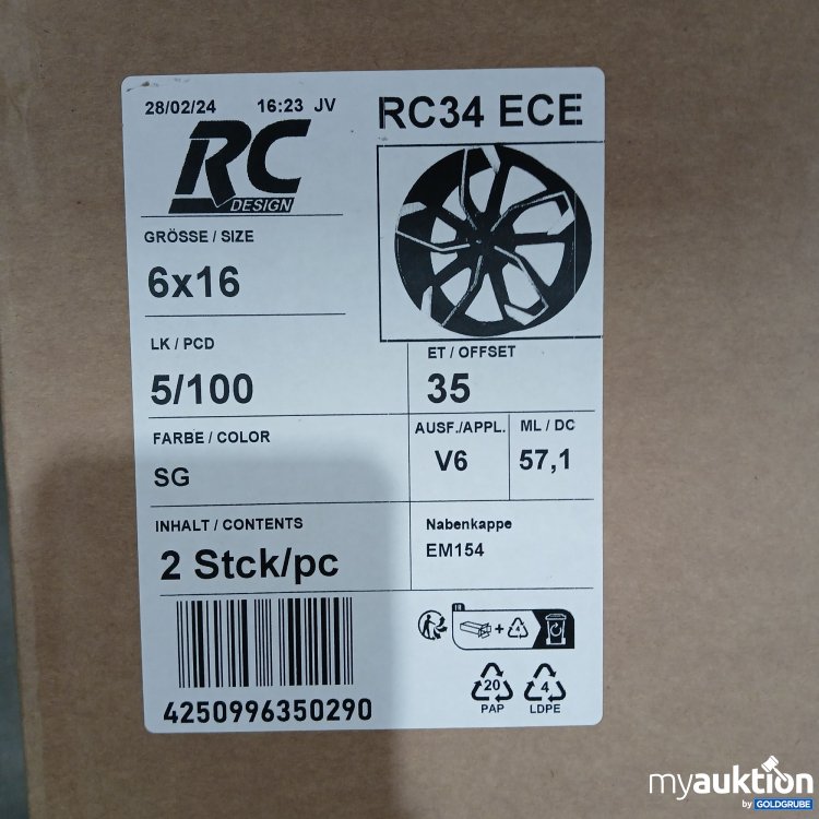 Artikel Nr. 805212: RC Design RC34 ECE 5/100 Grösse 6x16 V6 2 Stück 