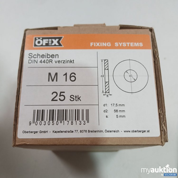 Artikel Nr. 959216: Öfix Fixing System Scheiben DIN 440R verzinkt M16 25Stk 