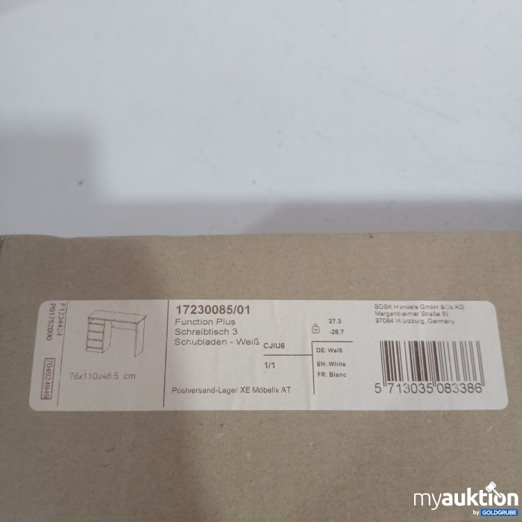 Artikel Nr. 461217: BDSK Schreibtisch 3 Schubladen weiß 17230085/01 76x110x48,5cm 