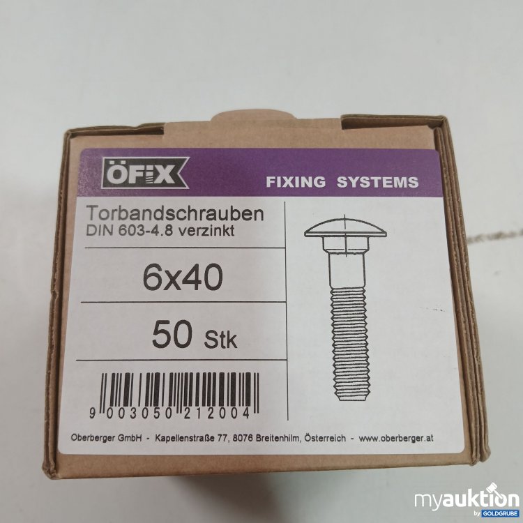 Artikel Nr. 959217: Öfix Fixing System Torbandschrauben DIN 603-4,8 verzinkt 6x40 50stk
