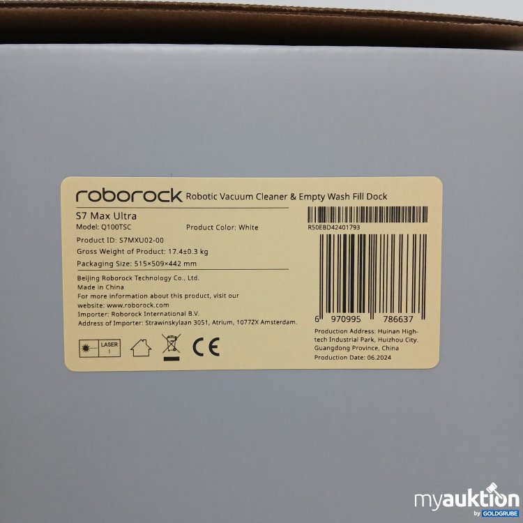 Artikel Nr. 805219: Roborock S7 Max Ultra Robotic Vacuum Cleaner & Empty Wash Fill Dock Q100TSC White