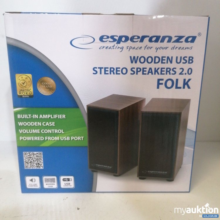 Artikel Nr. 419220 Artikel Nr. 419220: Esperanza Wooden USB Stereo Speakers 2.0 FOLK