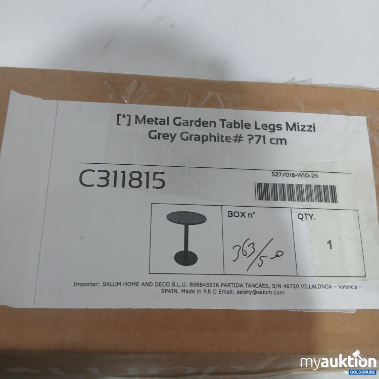 Artikel Nr. 960220: Sklum Metal Garden Table Legs Mizzi Grey Graphite 71cm C311815 