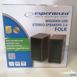 Auktion Esperanza Wooden USB Stereo Speakers 2.0 FOLK