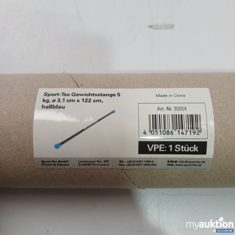 Artikel Nr. 959221: Sport-Tec Gewichtsstange 5kg ø31cm x 122cm hellblau 