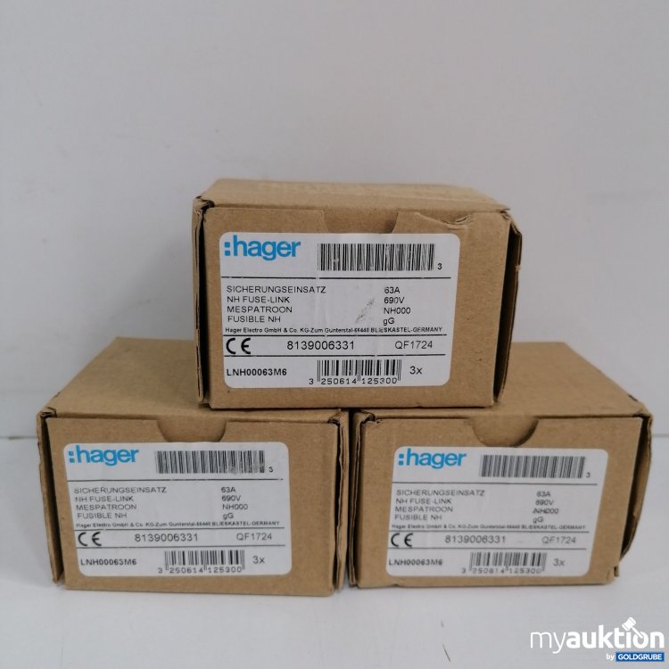 Artikel Nr. 399224 Artikel Nr. 399224: Hager Sicherungseinsatz NH Fuse Link Mespatroon, 63A, 690V
