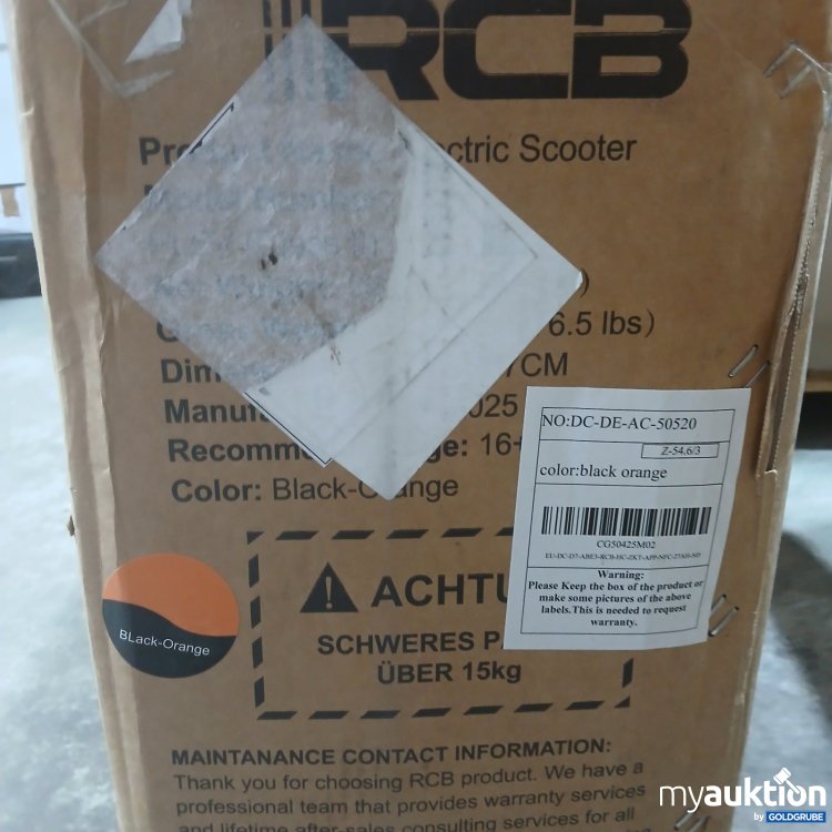 Artikel Nr. 526224: RCB Elektro Scooter black-orange Modell D7 PLEV (Class II)